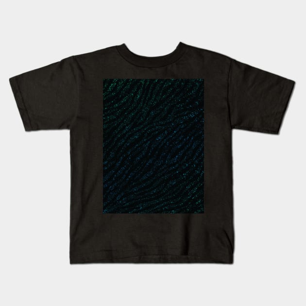 Savage Glitter Style Black and Turquoise Tiger Pattern Animal Print Wild Safari Kids T-Shirt by GDCdesigns